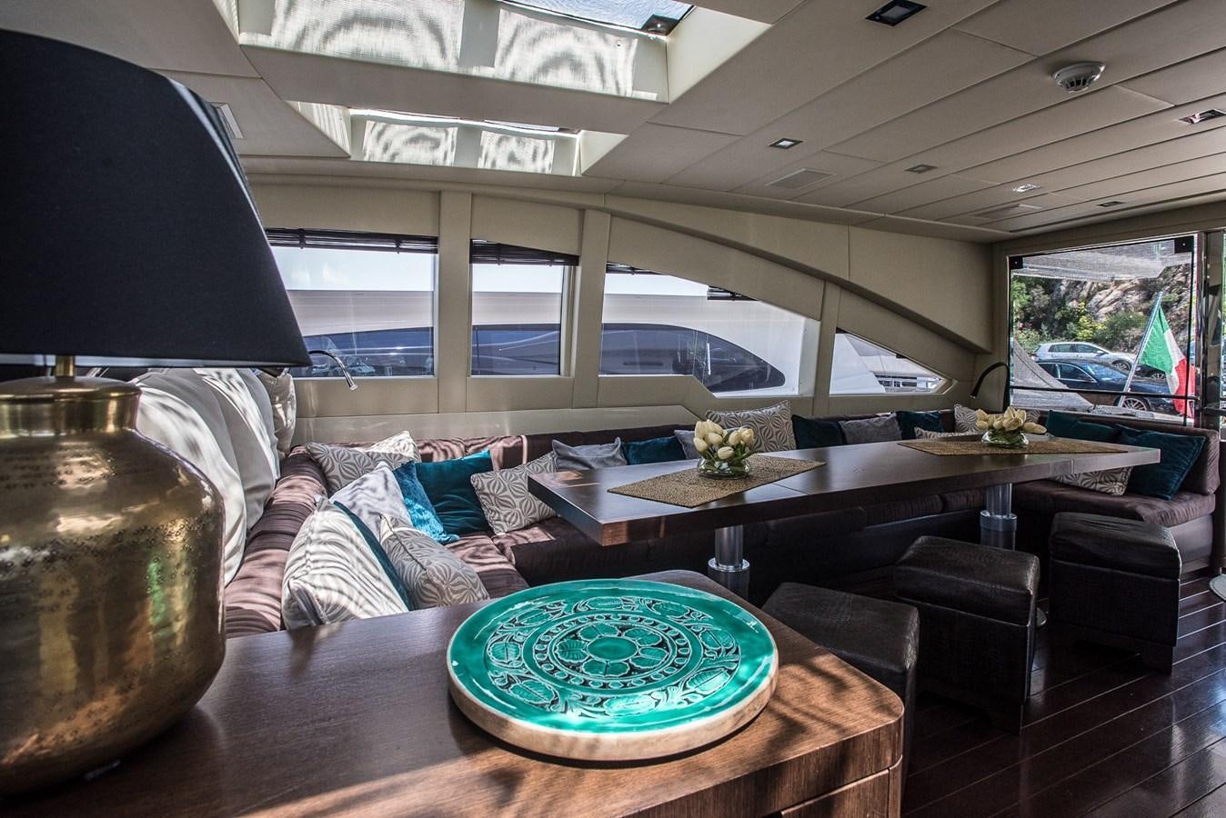a room with a table and chairs aboard MILU II Yacht for Sale