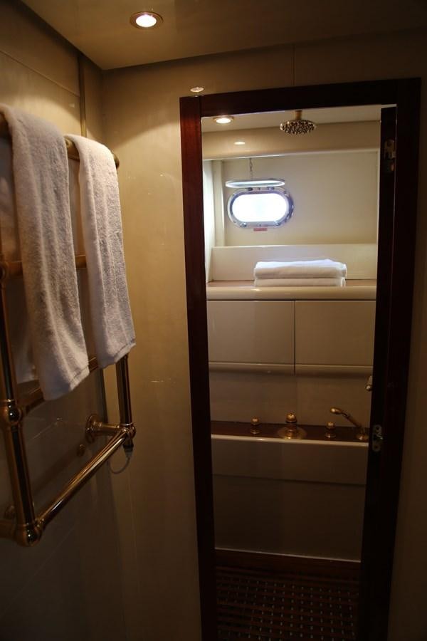 a bathroom with a sink and a mirror aboard EL VIP ONE Yacht for Sale