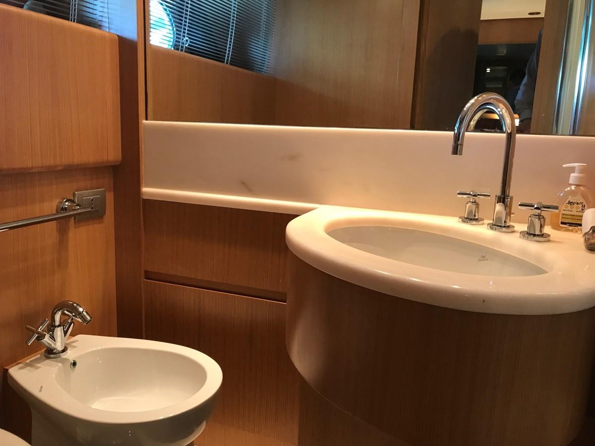a bathroom with two sinks aboard LADY LO OF LONDON Yacht for Sale