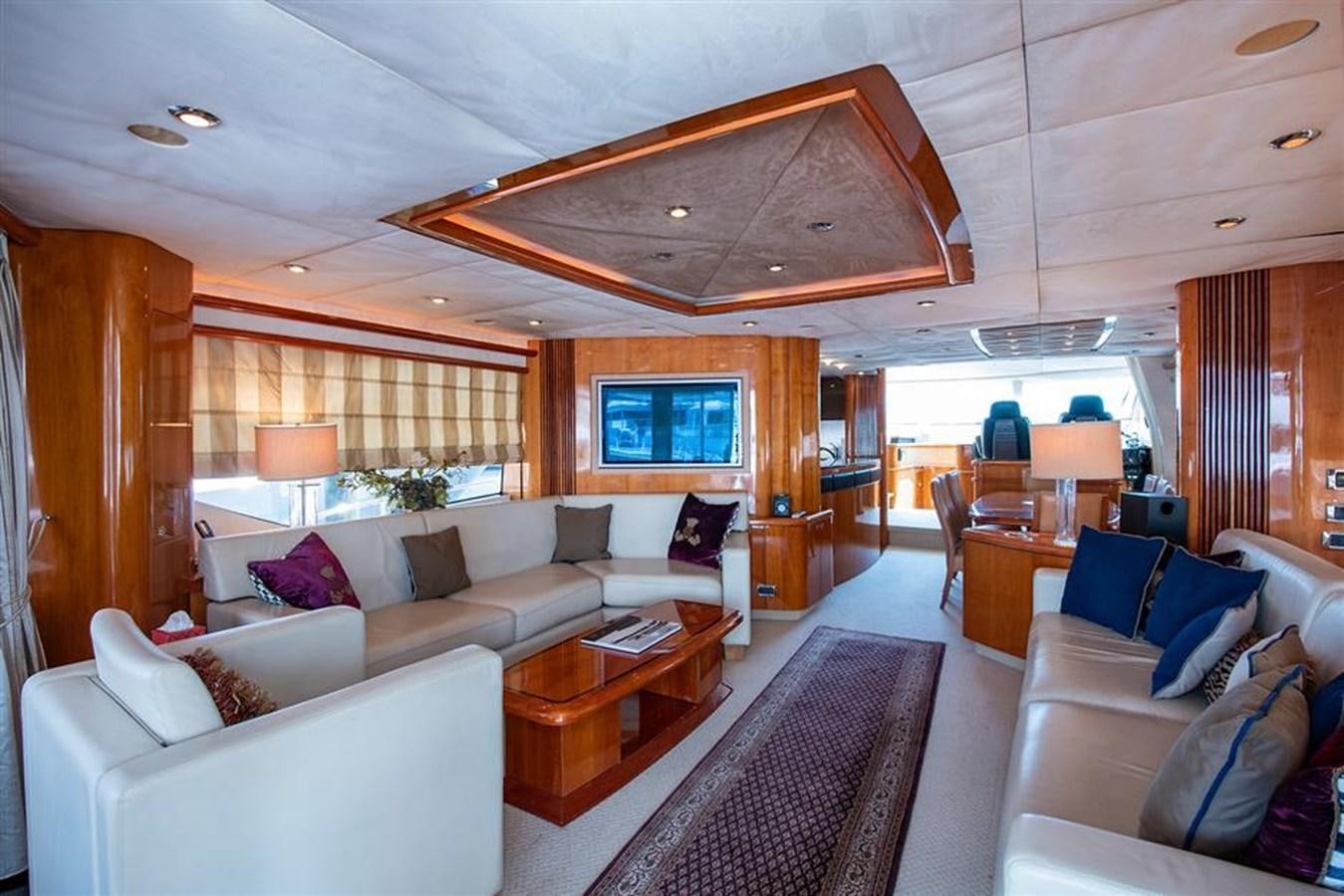 a living room with a large ceiling aboard MY MEDICINE Yacht for Sale