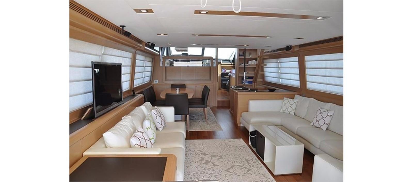 a living room with a couch and a tv aboard LA STELLA Yacht for Sale