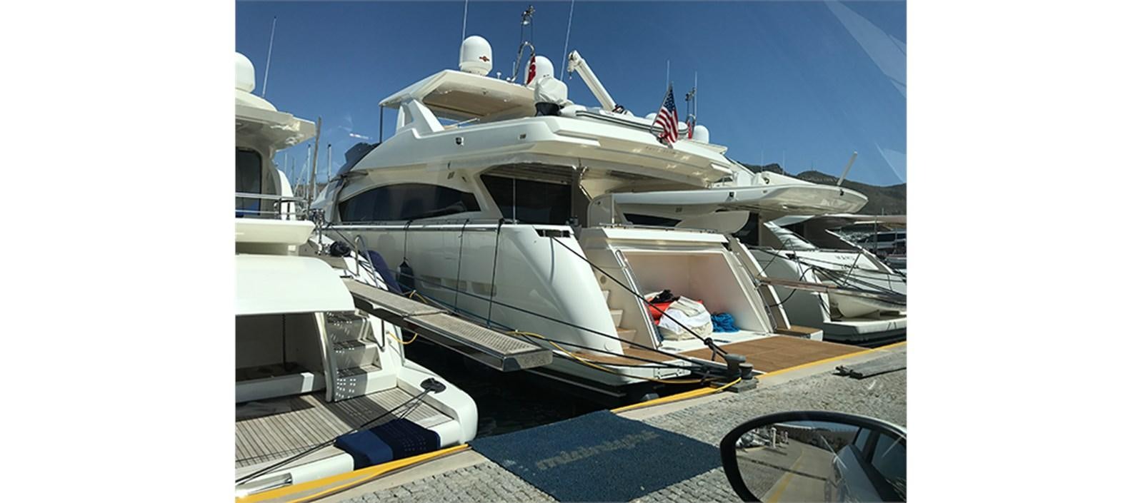 a helicopter on a deck aboard LA STELLA Yacht for Sale