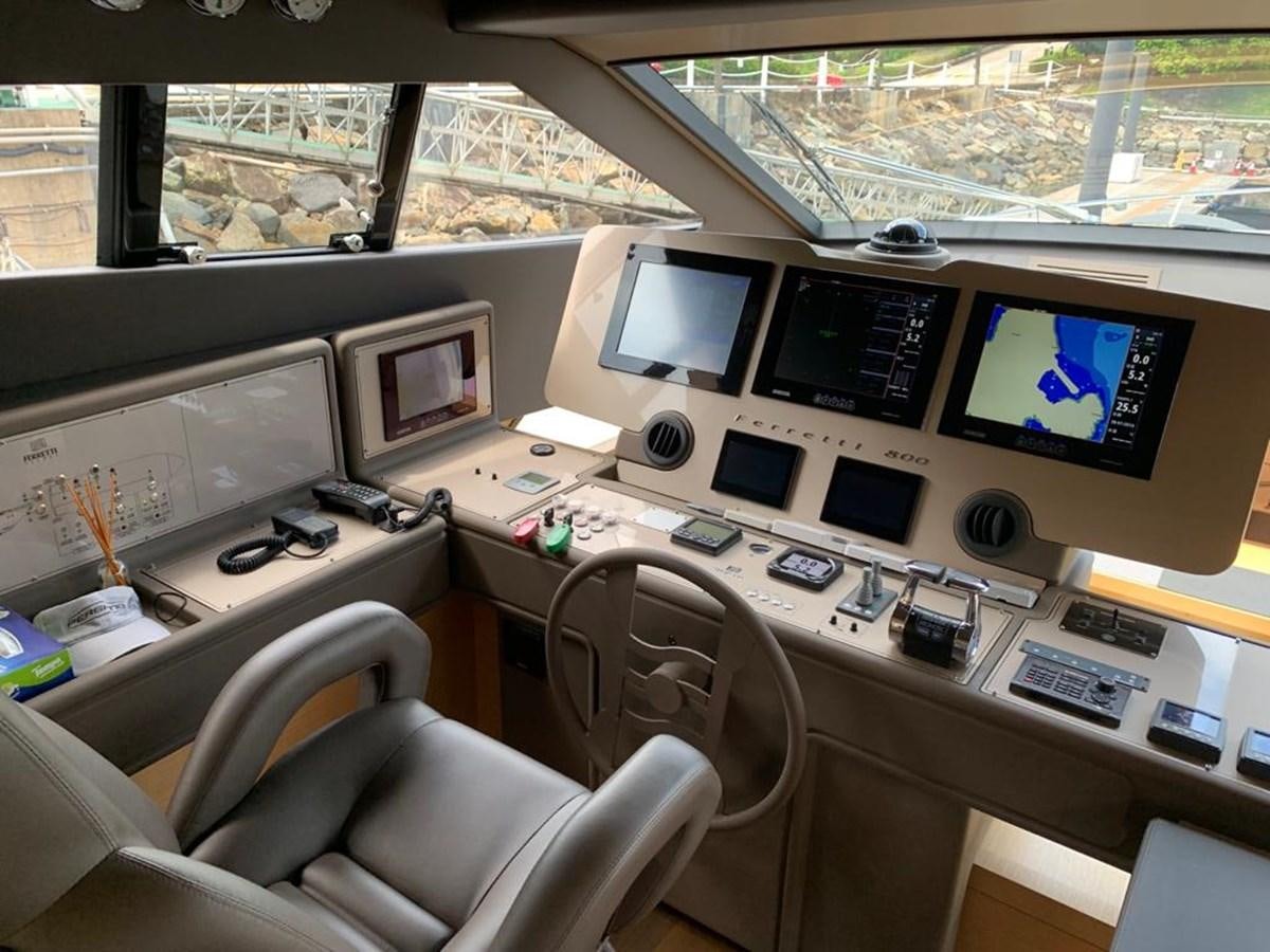a control room with multiple monitors aboard FERRETTI F800/27 Yacht for Sale