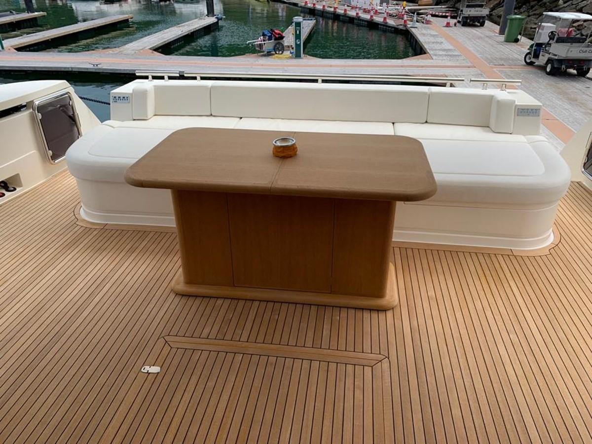 a table on a table aboard FERRETTI F800/27 Yacht for Sale