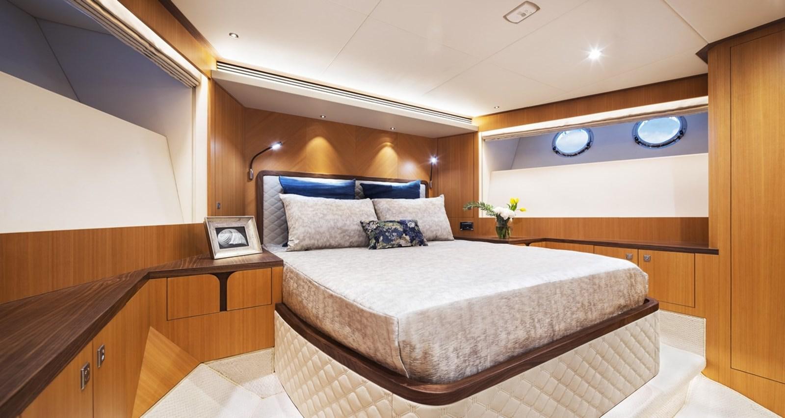 a bed in a room aboard FD80 SKYLINE (NEW BOAT SPEC ) Yacht for Sale