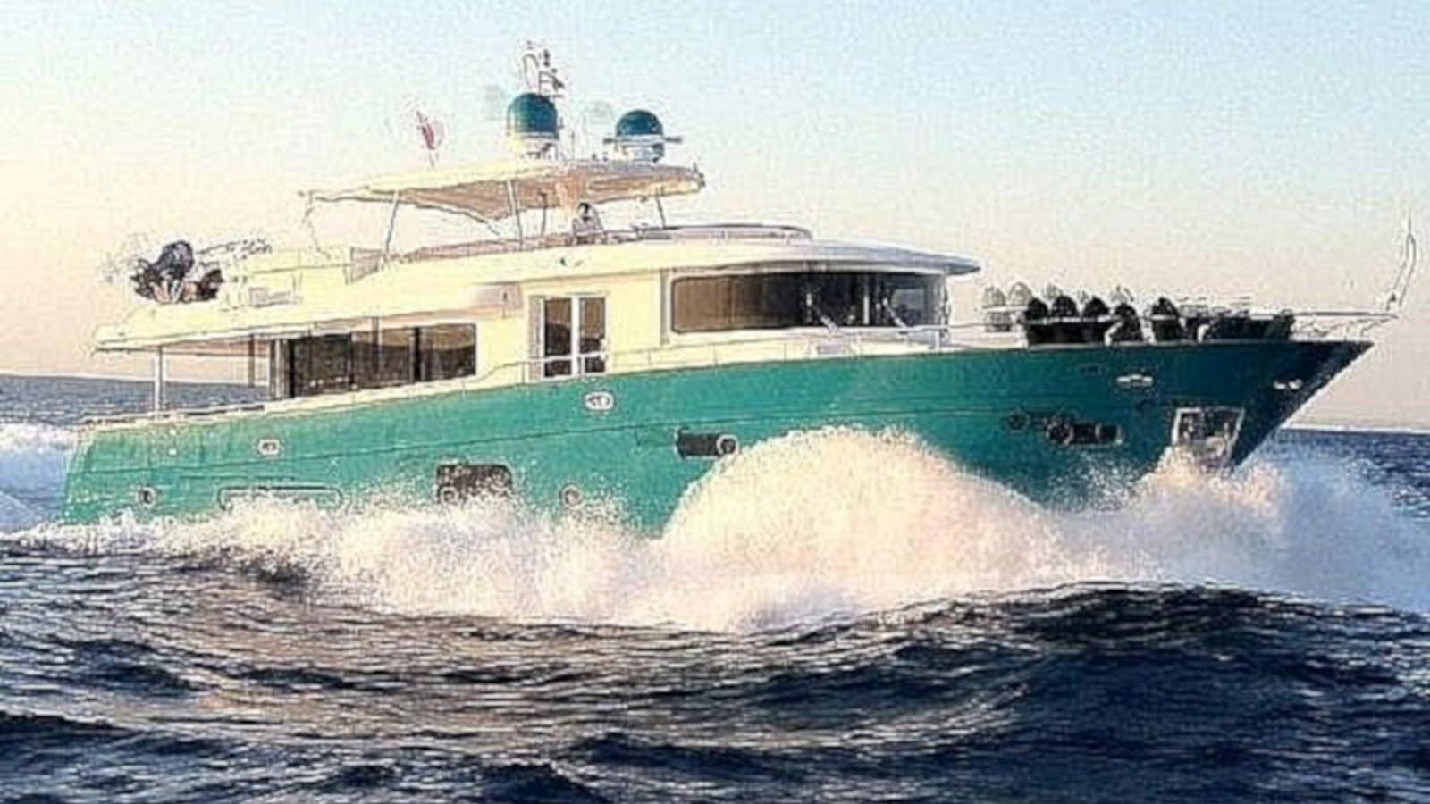 a boat splashing in the water aboard SANGRIA Yacht for Sale