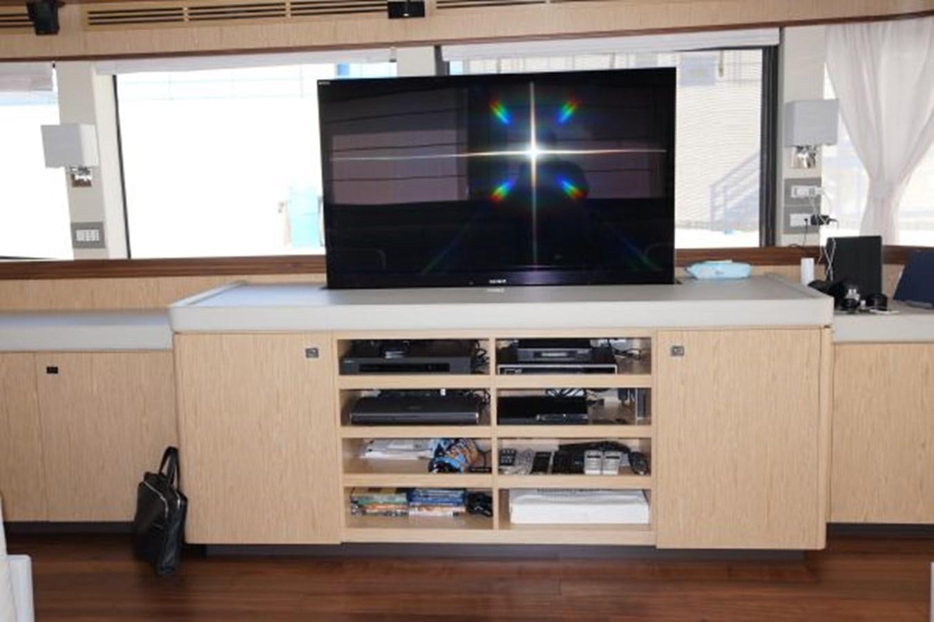 a tv on a shelf aboard SANGRIA Yacht for Sale