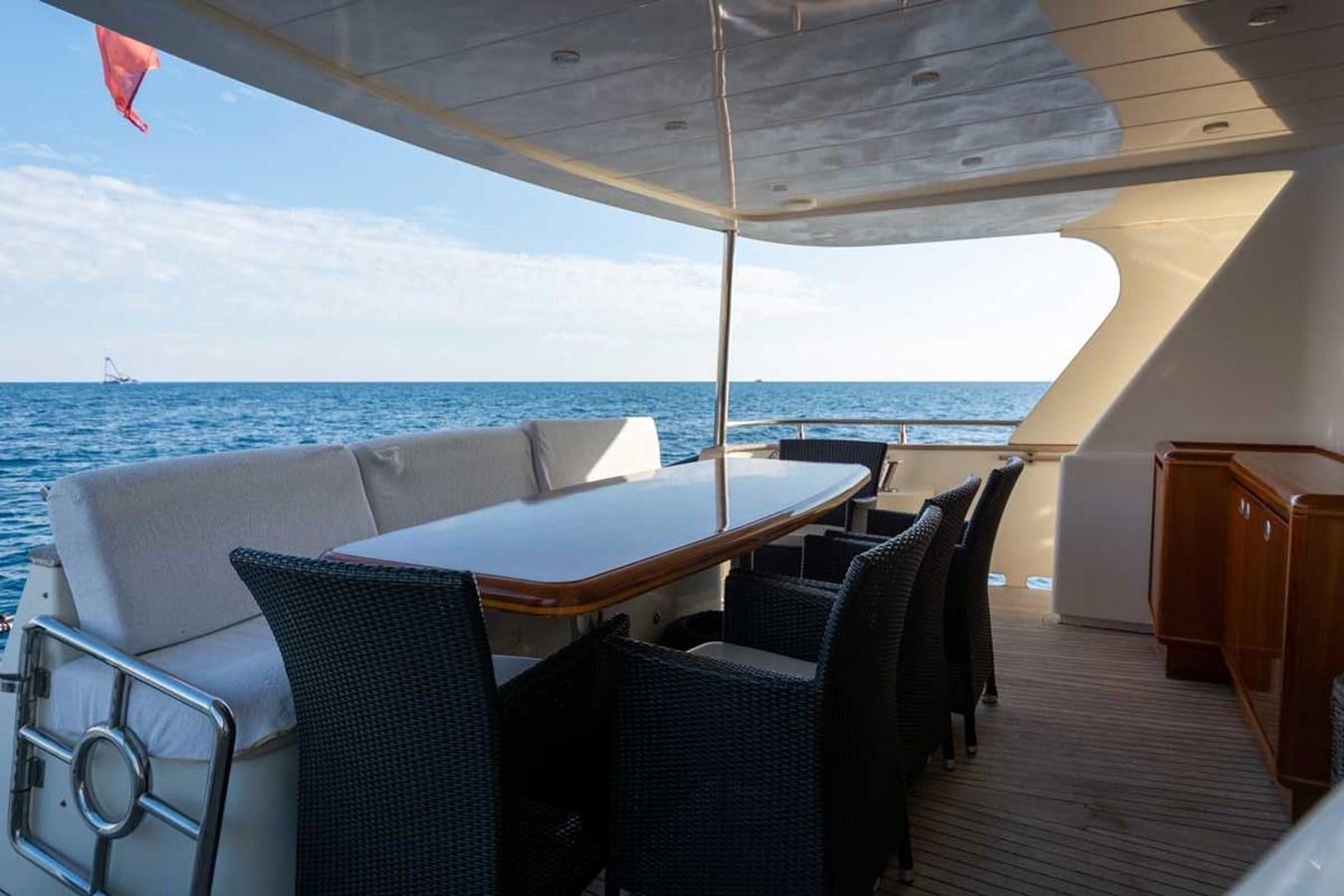 a large white tent with chairs and a table and chairs on it aboard ARISTON FIVE Yacht for Sale