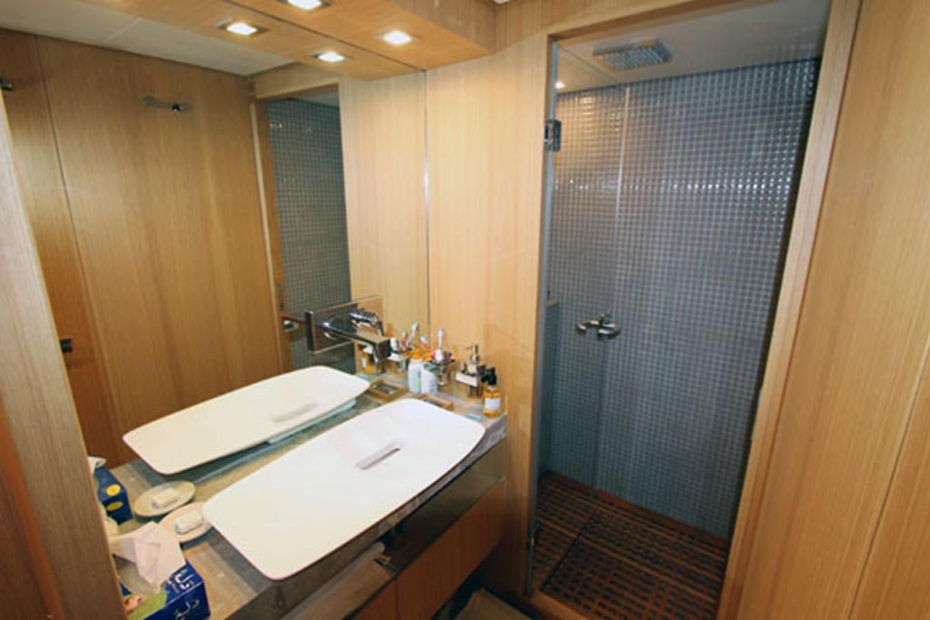 a bathroom with a large shower aboard JAD Yacht for Sale