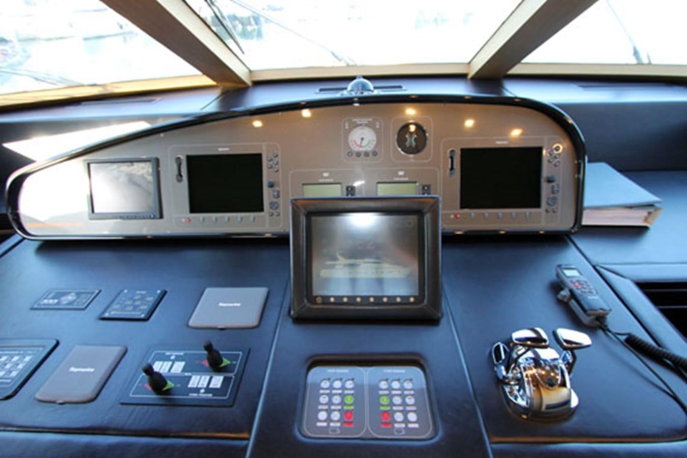 a group of electronic devices on a table aboard JAD Yacht for Sale