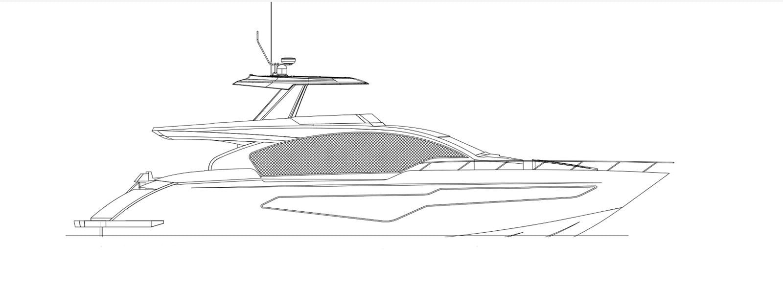 a sketch of a spaceship aboard PUCCINI 78 Yacht for Sale