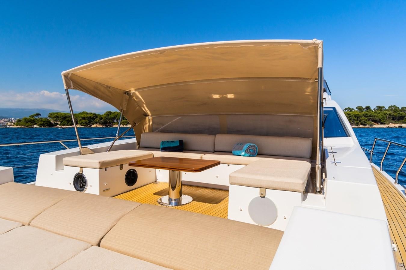 a boat with a large wooden structure on the deck aboard YACHTI ANA Yacht for Sale