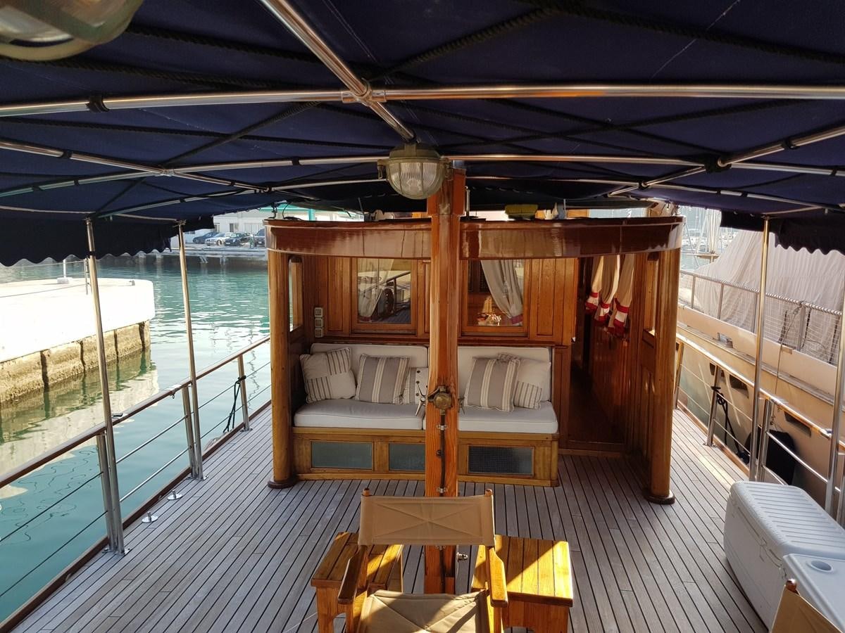 a boat on a deck aboard LADY EMMA Yacht for Sale