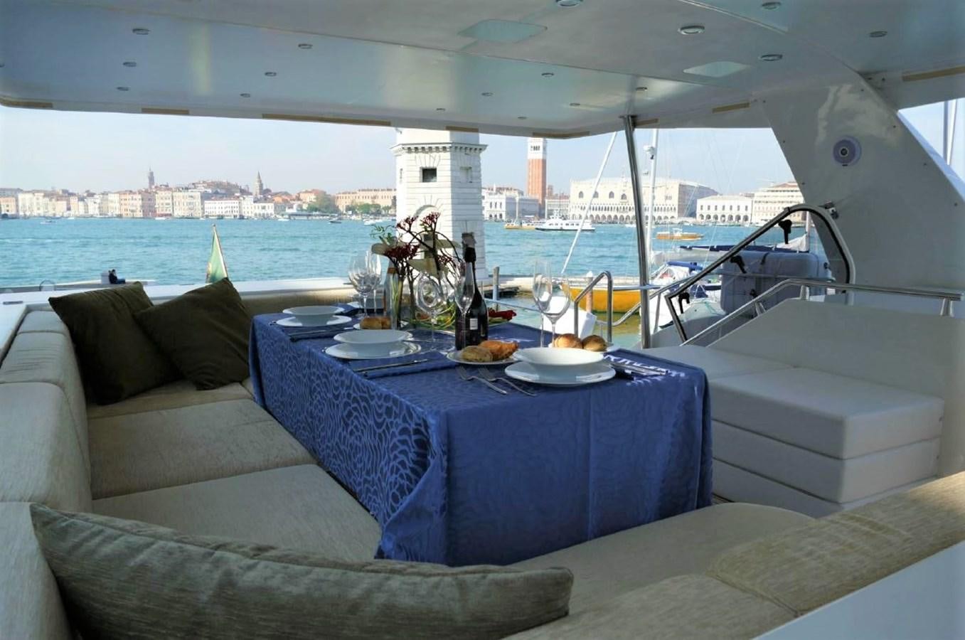 a table with a plate and a glass on it aboard MY WAY Yacht for Sale