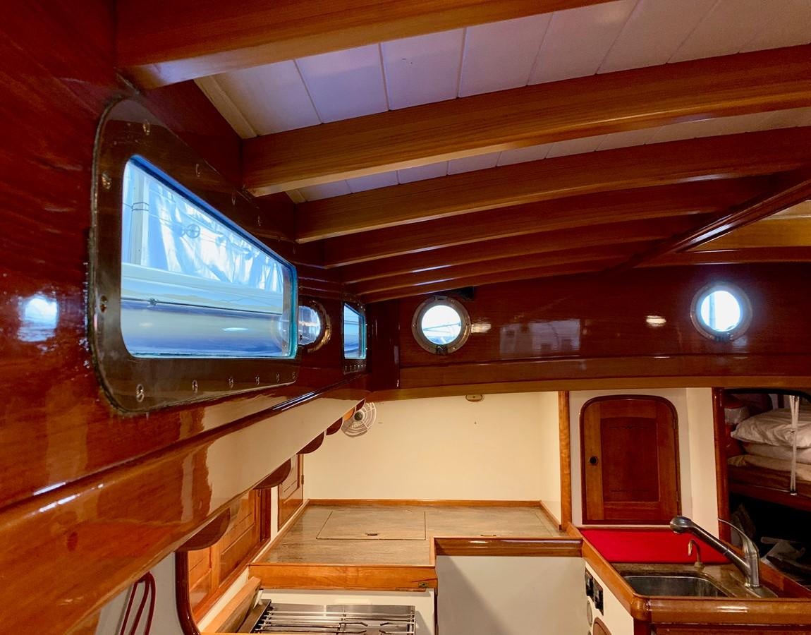 a room with a tv and a sink aboard WILD HORSES Yacht for Sale