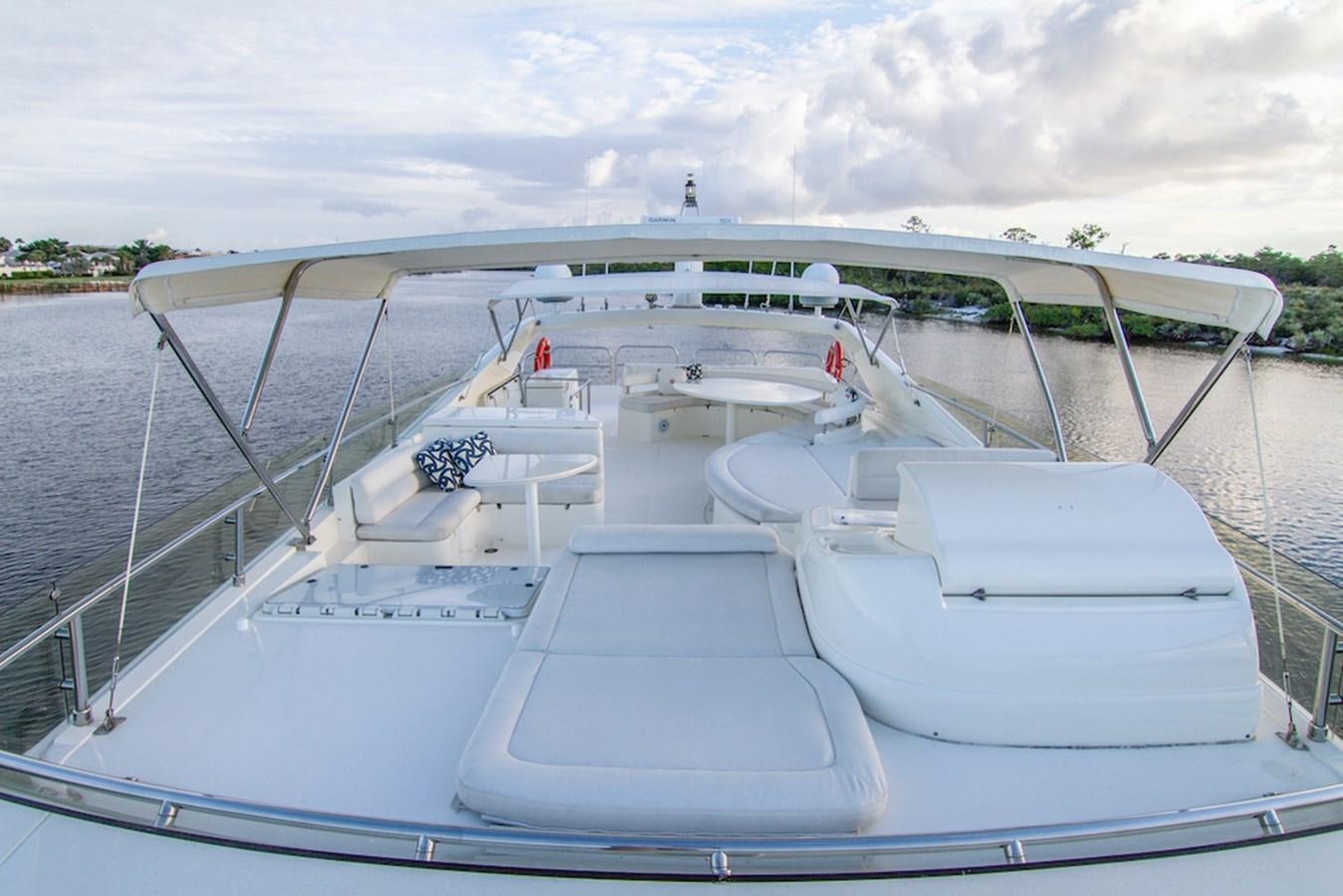 a large white boat with a bridge over it aboard SEA PAL Yacht for Sale