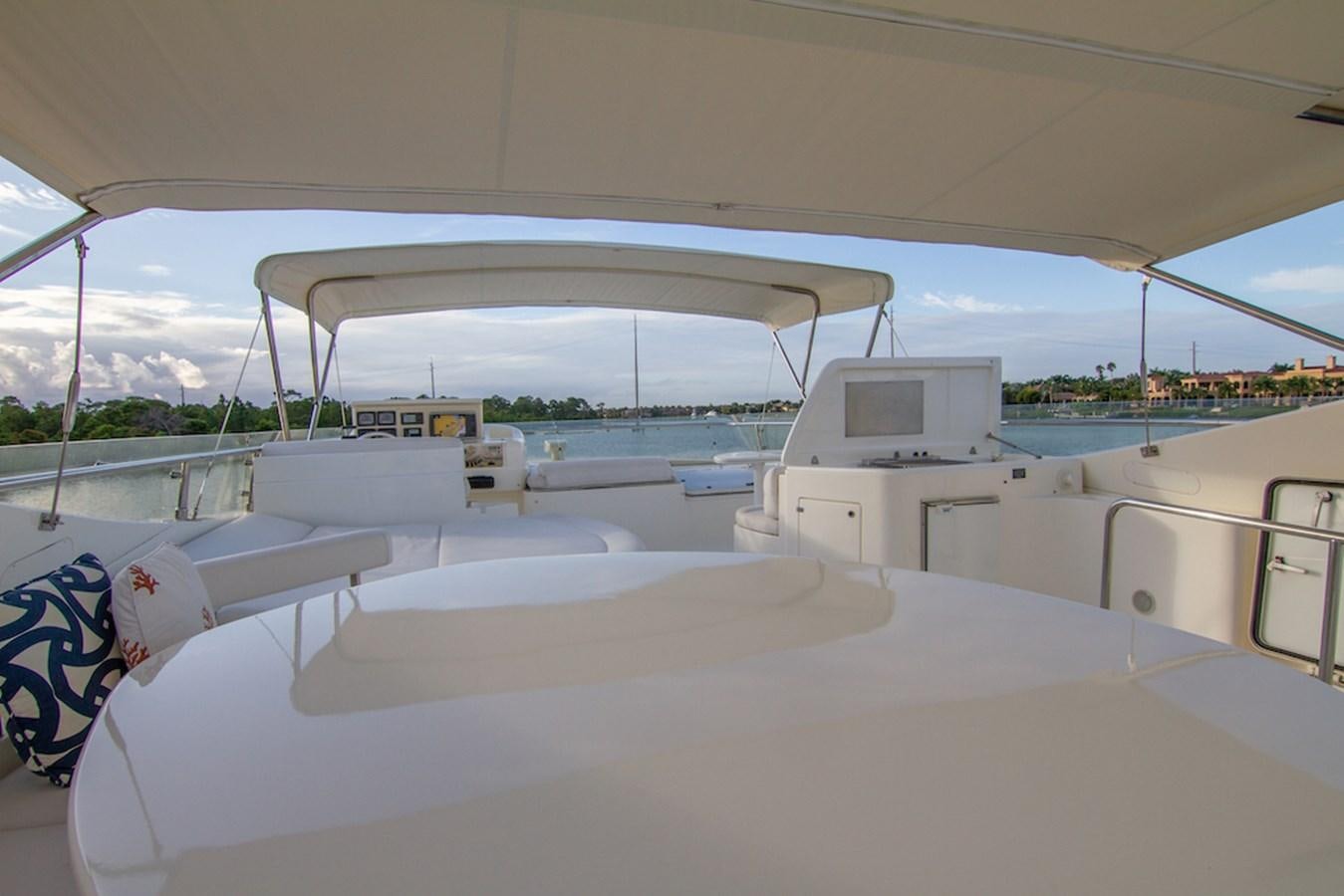a white tent with a television on it aboard SEA PAL Yacht for Sale
