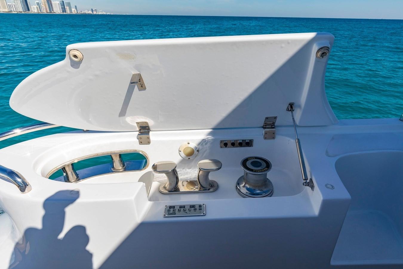 a white boat with a metal frame aboard FREE SPIRIT Yacht for Sale