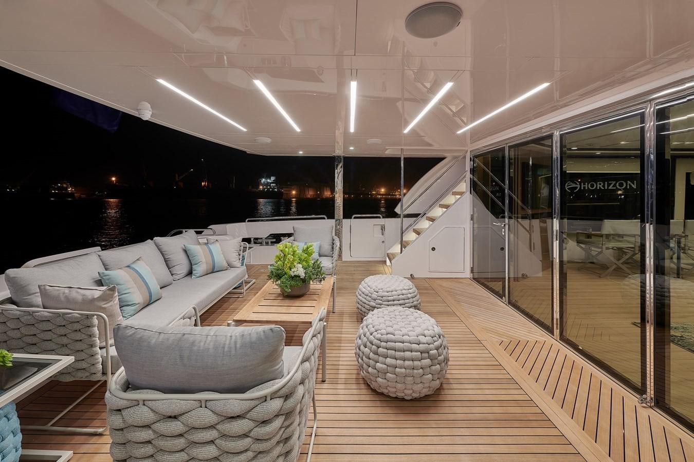 a modern looking living room aboard FD75  709 Yacht for Sale