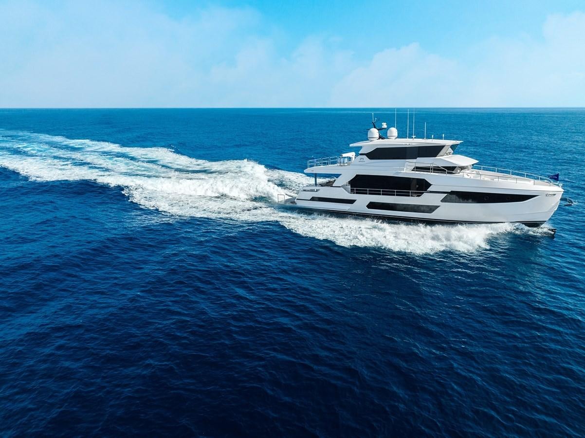 a white boat in the water aboard FD75  709 Yacht for Sale