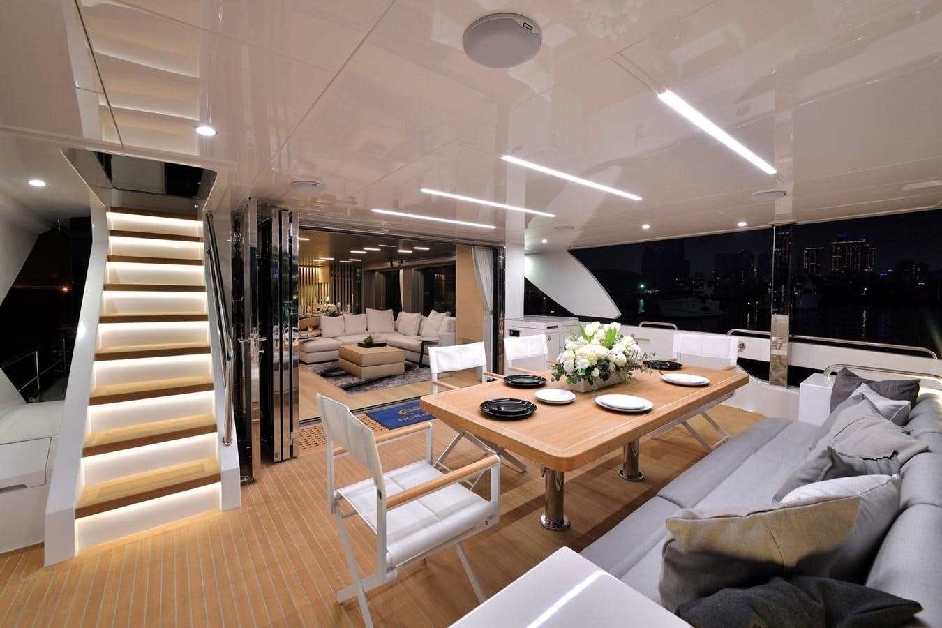a modern looking living room aboard FD75  709 Yacht for Sale