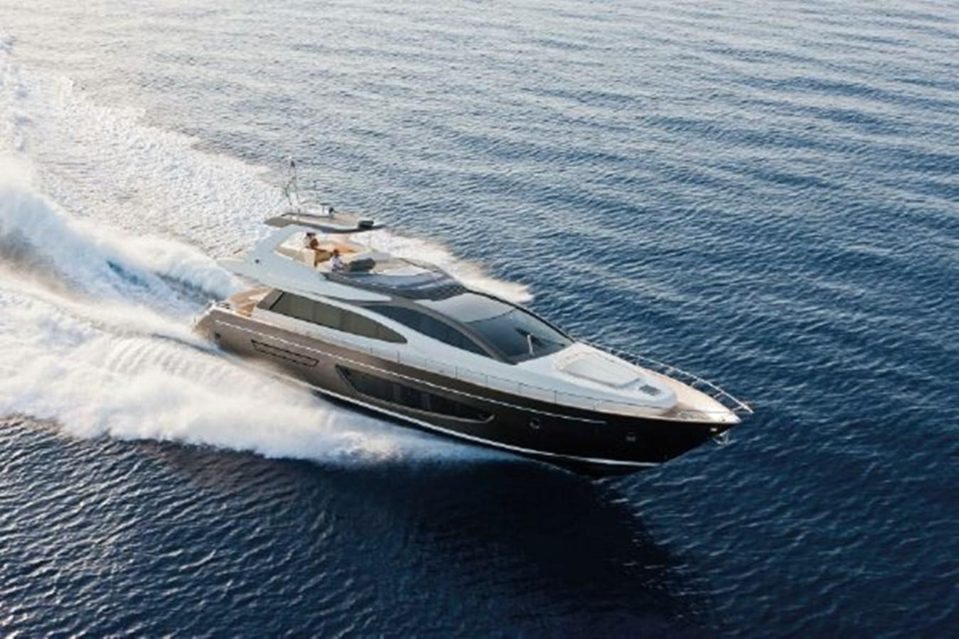 a white yacht on the water aboard 2013 RIVA 75 VENERE SUPER Yacht for Sale