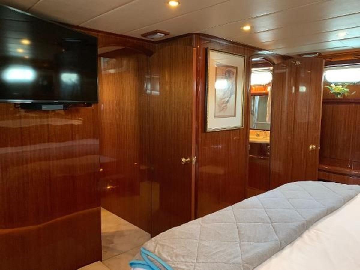 a bed in a room aboard TAKEN TIME II Yacht for Sale