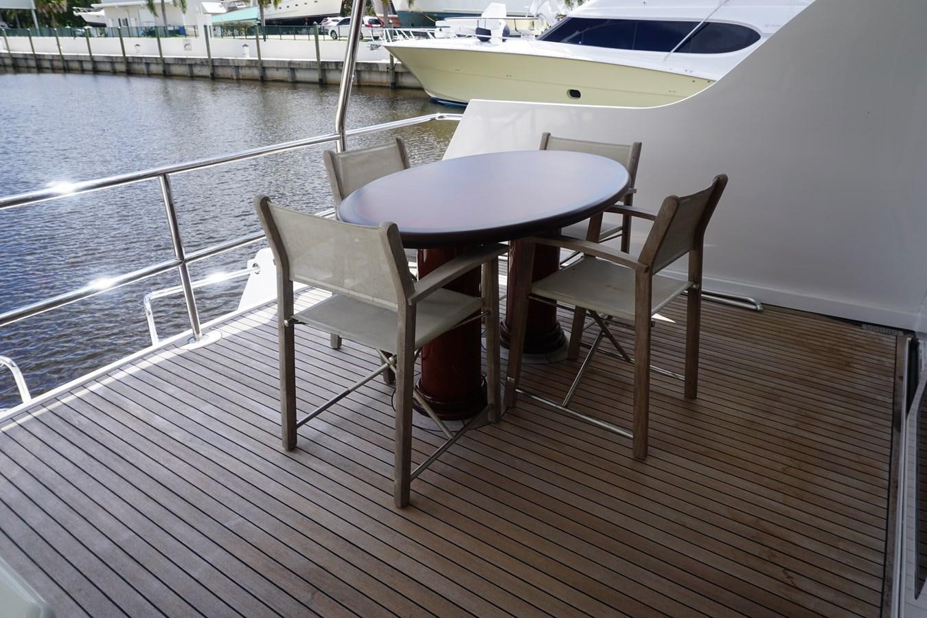 a table and chairs on a deck aboard LUISA Yacht for Sale