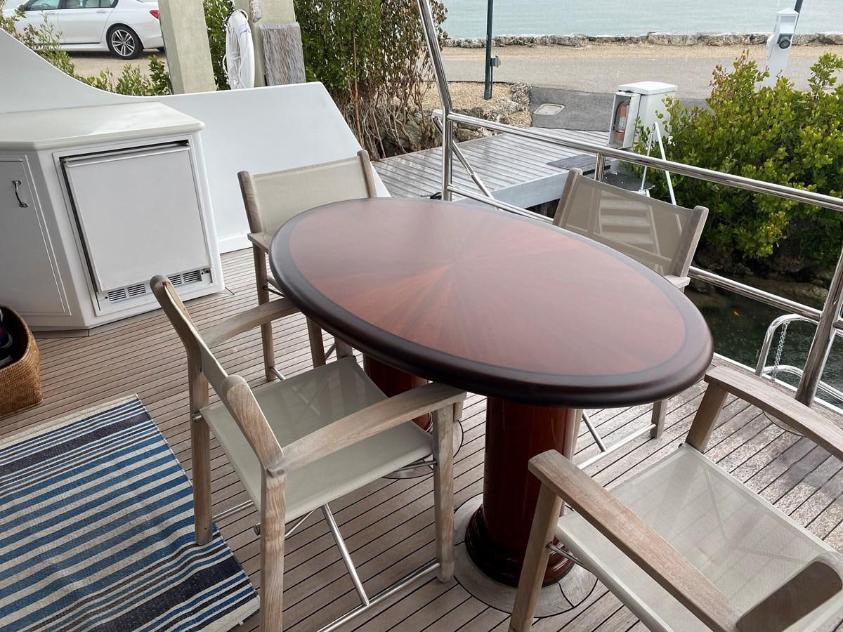 a table and chairs outside aboard LUISA Yacht for Sale