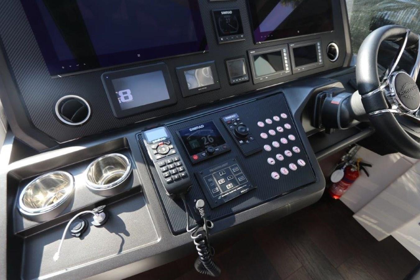 a close-up of a control panel aboard HIDE OUT Yacht for Sale
