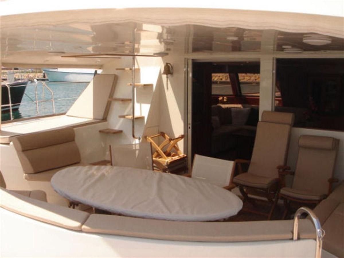 a room with a pool and chairs aboard 75' 2008 YAPLUKA LUXURY CATAMARAN Yacht for Sale