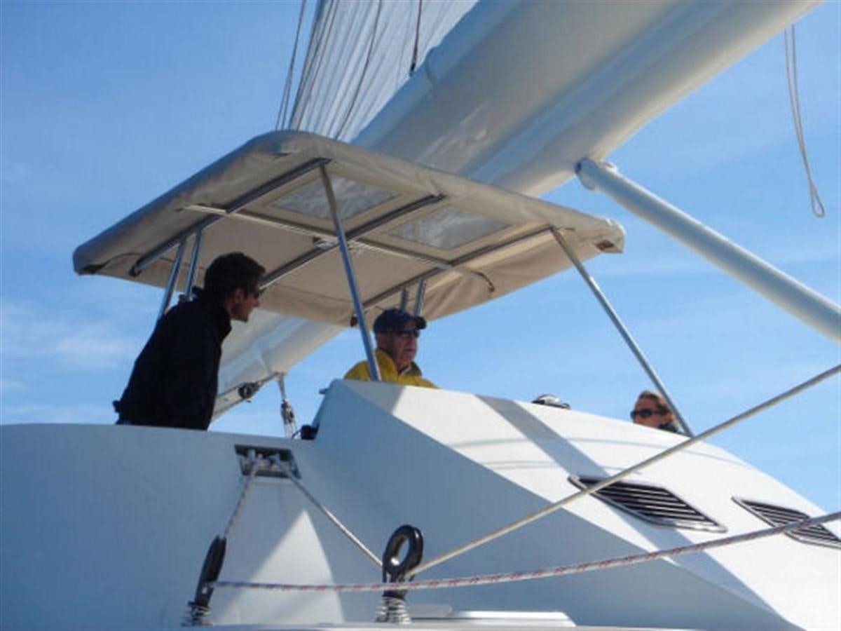 a few men sailing on a sailboat aboard 75' 2008 YAPLUKA LUXURY CATAMARAN Yacht for Sale