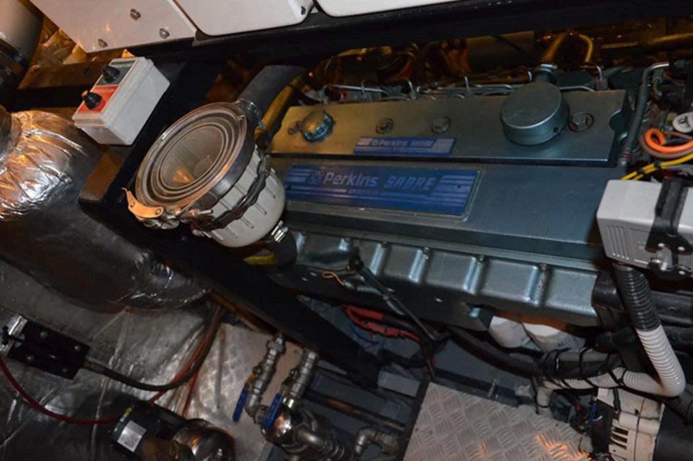 a car engine with a blue bumper aboard CASPA Yacht for Sale