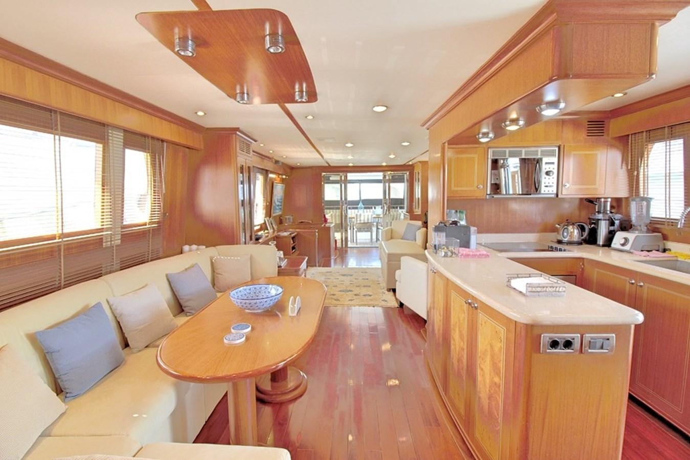 a kitchen and living room aboard S.M Yacht for Sale