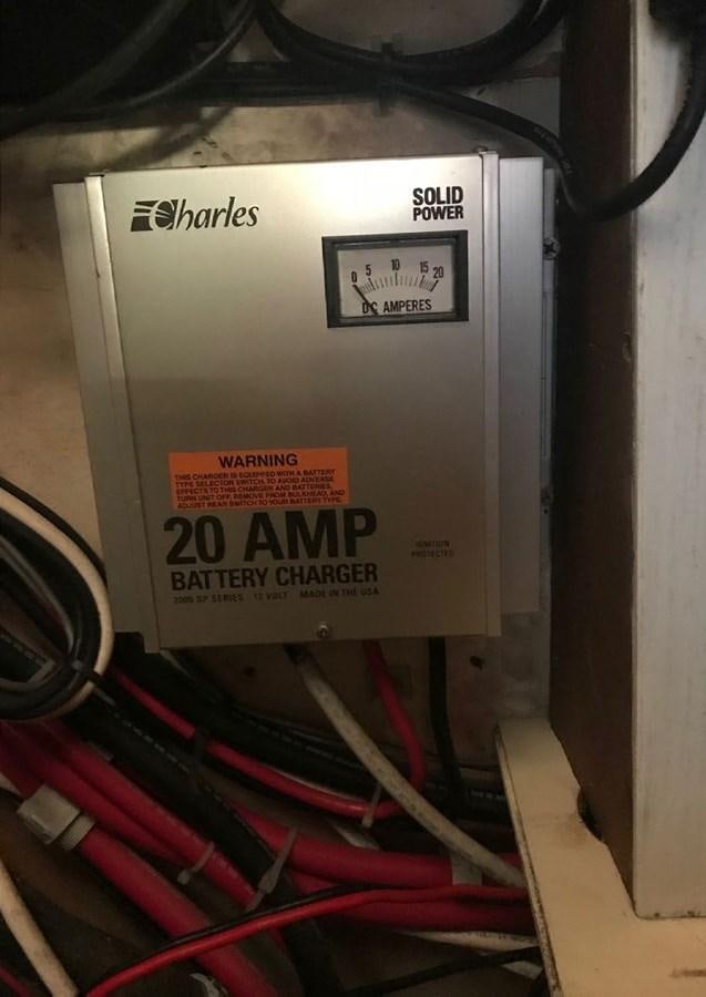 a box with wires and a label aboard RUGOSA Yacht for Sale