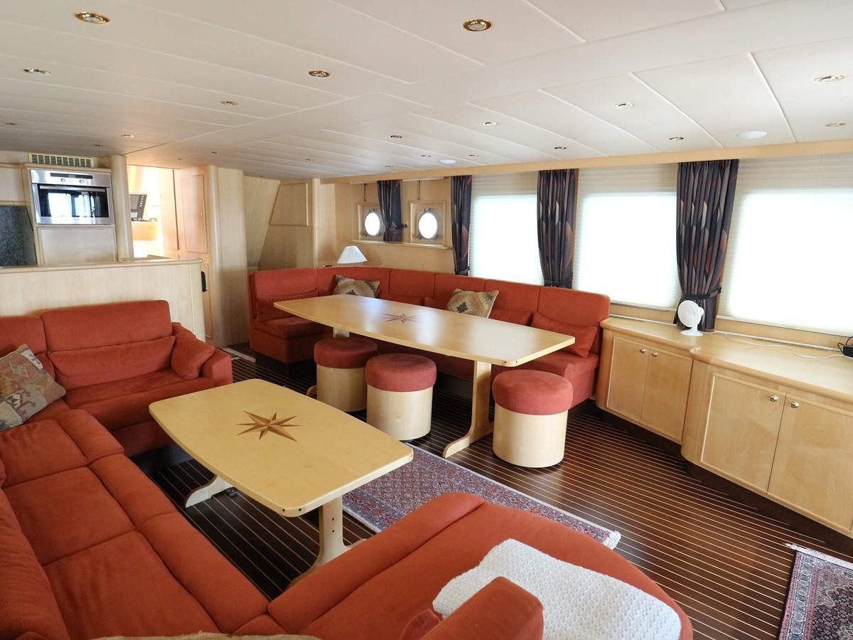 a kitchen and living room aboard Polar Princess Yacht for Sale