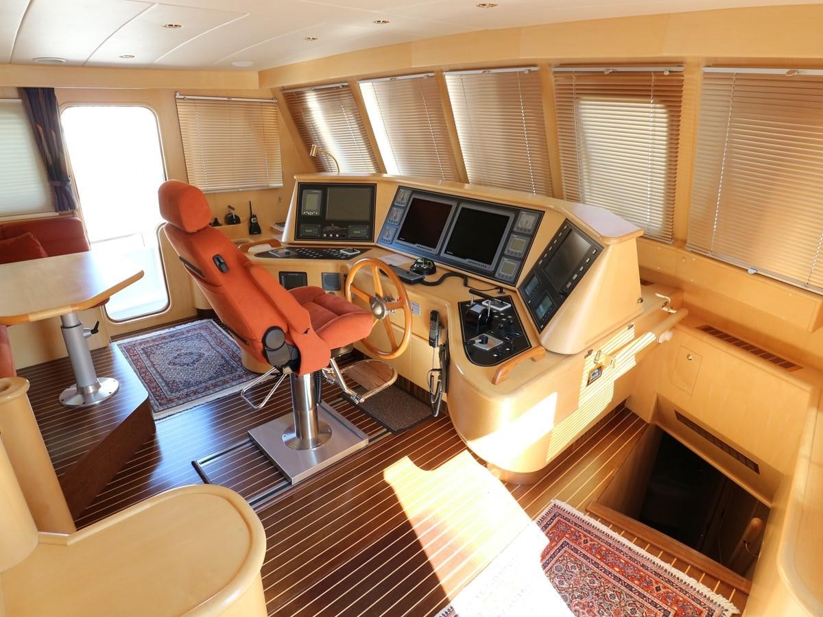 a room with a desk and chairs aboard Polar Princess Yacht for Sale