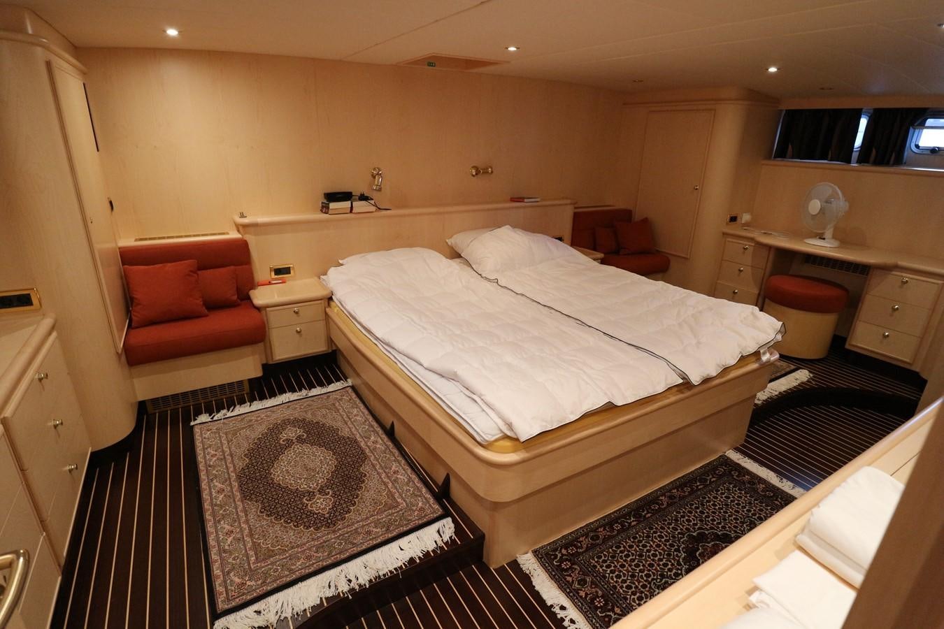 a bed in a room aboard Polar Princess Yacht for Sale
