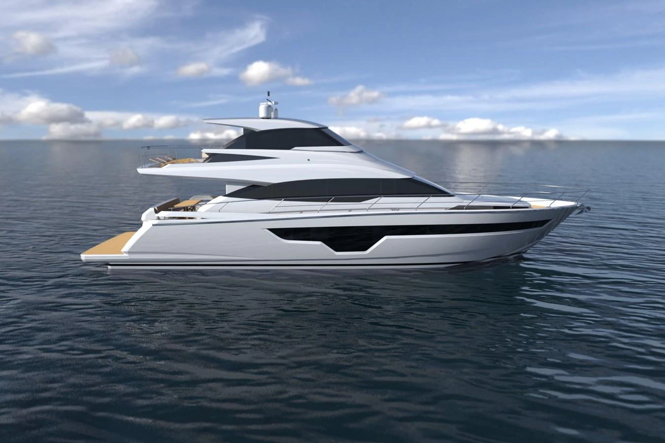 a white yacht in the water aboard JOHNSON 70' SKYLOUNGE M/Y Yacht for Sale