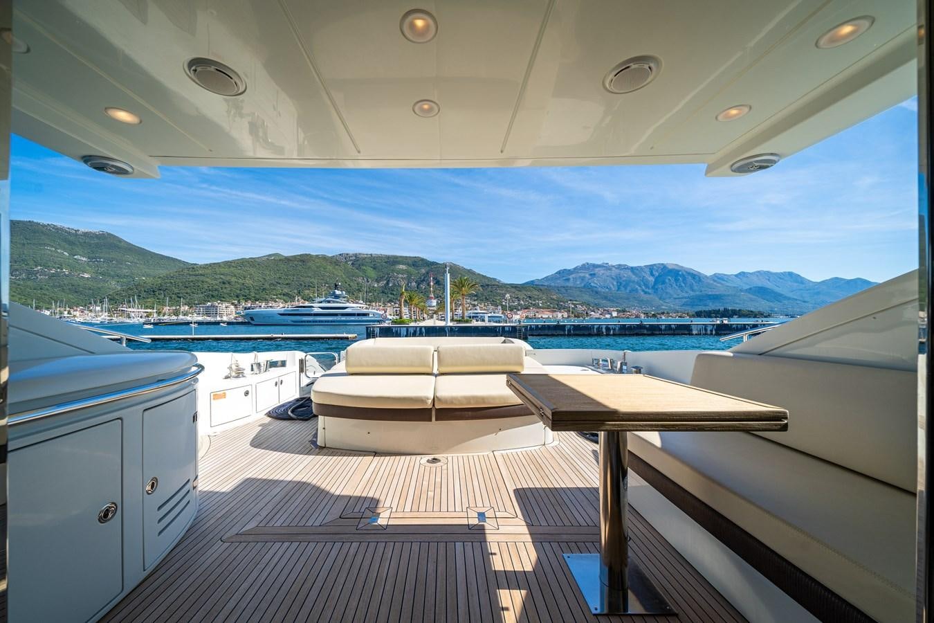 a boat on a deck aboard AROMA Yacht for Sale
