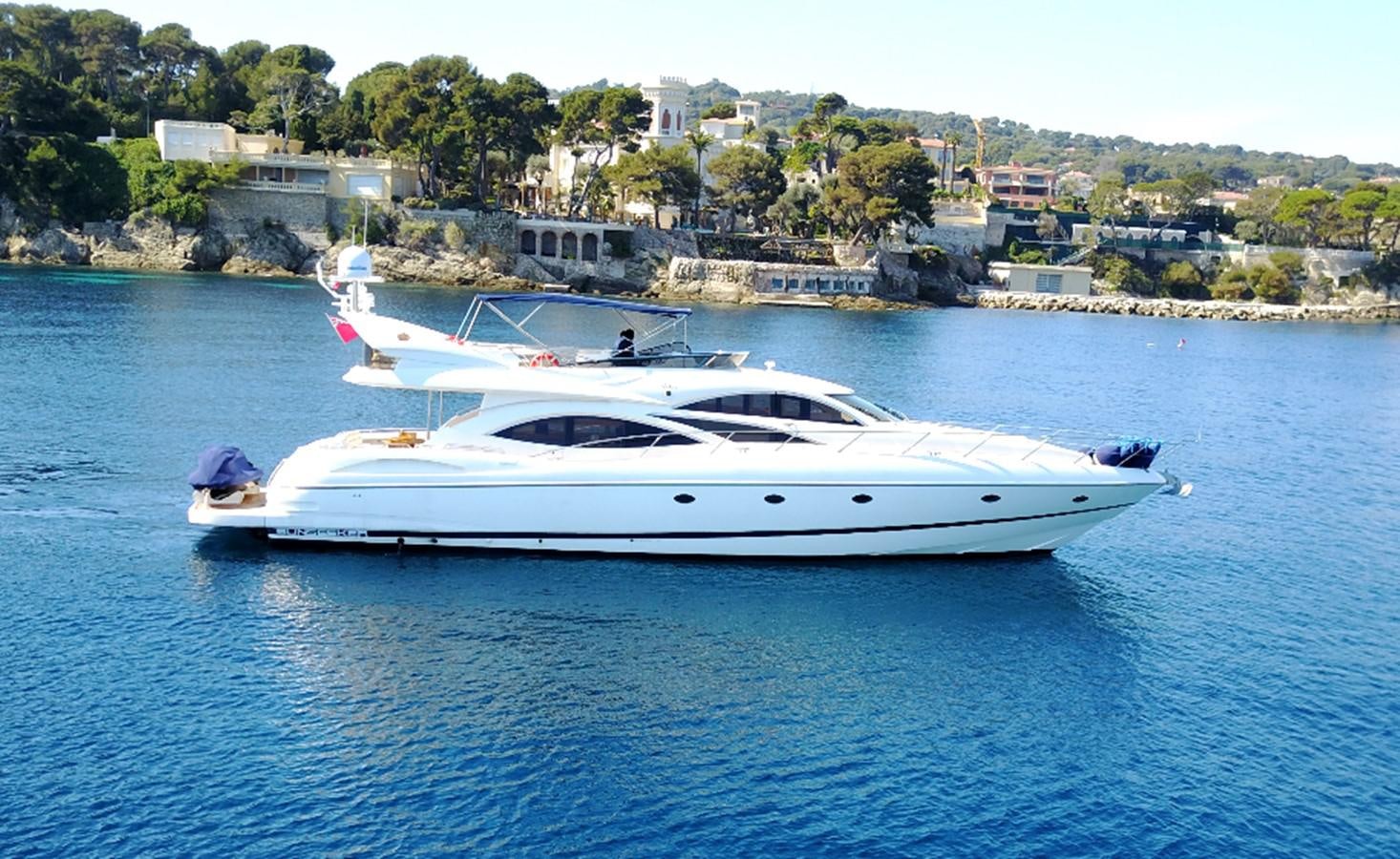a white boat in the water aboard NIKA Yacht for Sale