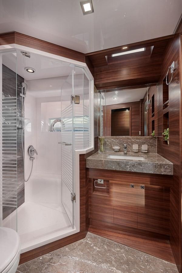 a bathroom with a glass shower aboard V68 (NEW BOAT SPEC)  Yacht for Sale