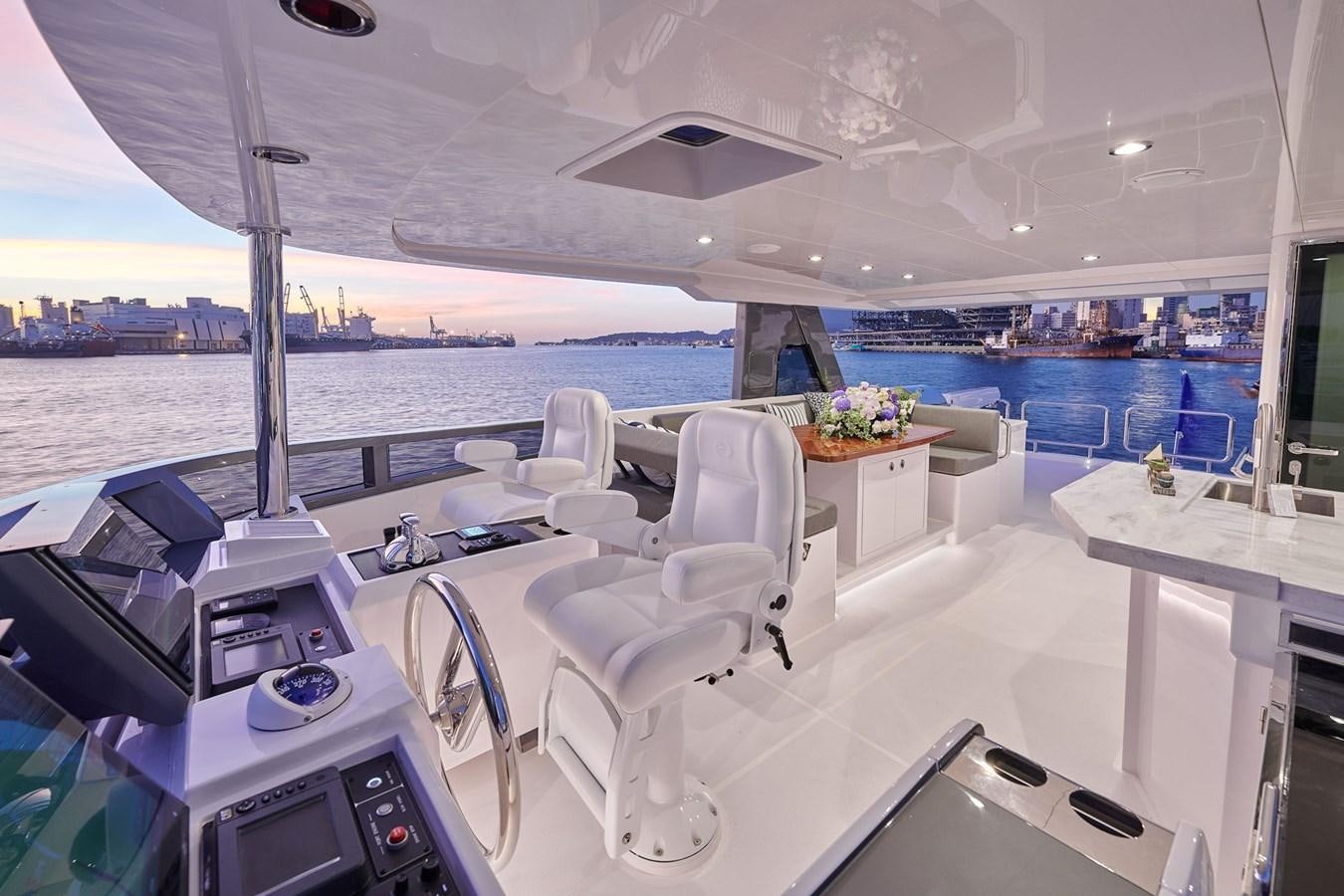 a room with a view of the water and the land below aboard V68 (NEW BOAT SPEC)  Yacht for Sale