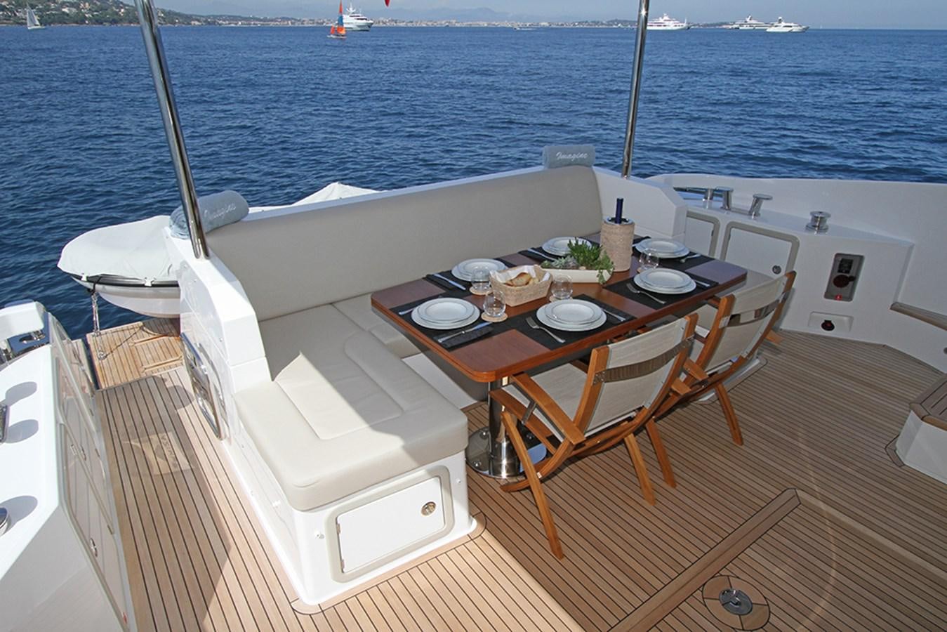 a table on a boat aboard IMAGINE Yacht for Sale