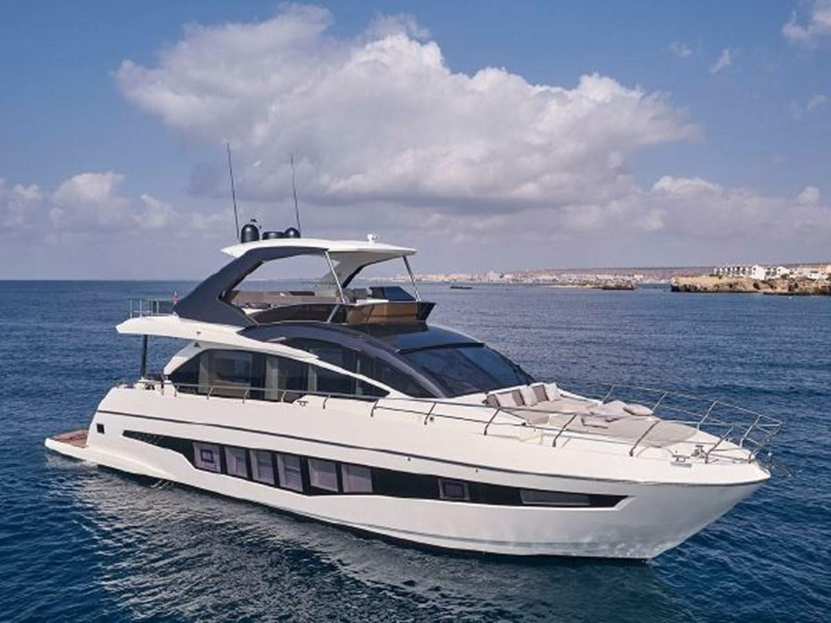 a white yacht in the water aboard 2021 ASTONDOA 66 FLYBRIDGE Yacht for Sale