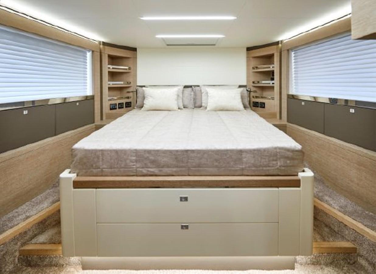 a bed in a room aboard 2021 ASTONDOA 66 FLYBRIDGE Yacht for Sale