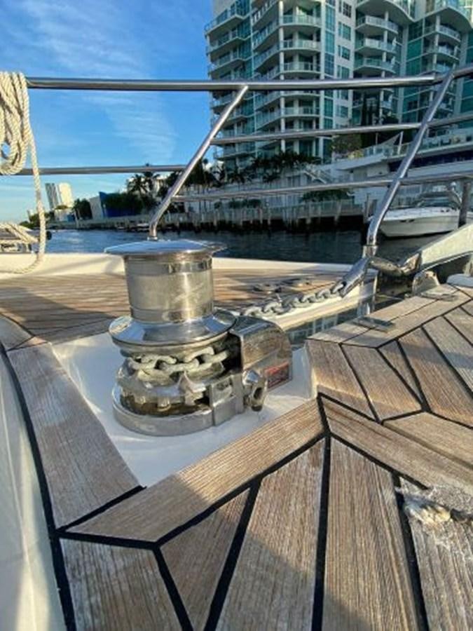 a metal object on a deck aboard THE ONLY BLUE 66 FLY Yacht for Sale