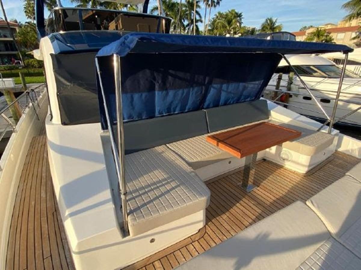 a white trampoline on a deck aboard THE ONLY BLUE 66 FLY Yacht for Sale