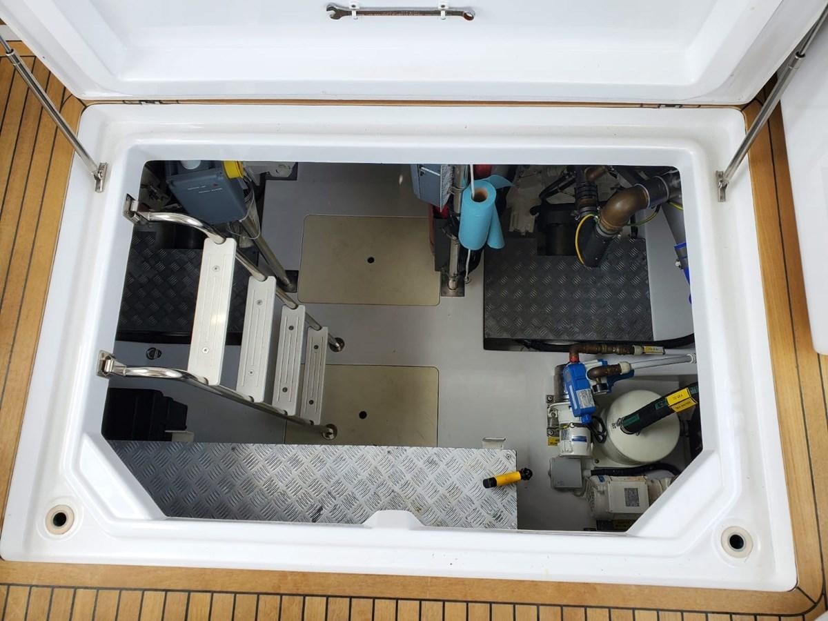 a white object with a black object on it aboard SEARENITY II Yacht for Sale