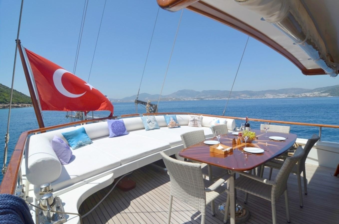 a table and chairs on a boat aboard ZORBAS Yacht for Sale